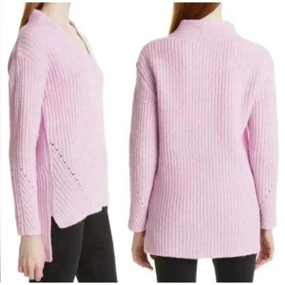 Ted Baker London Ribbed V Neck Wool Blend Pullover Sweater Size 4 - Picture 2 of 10